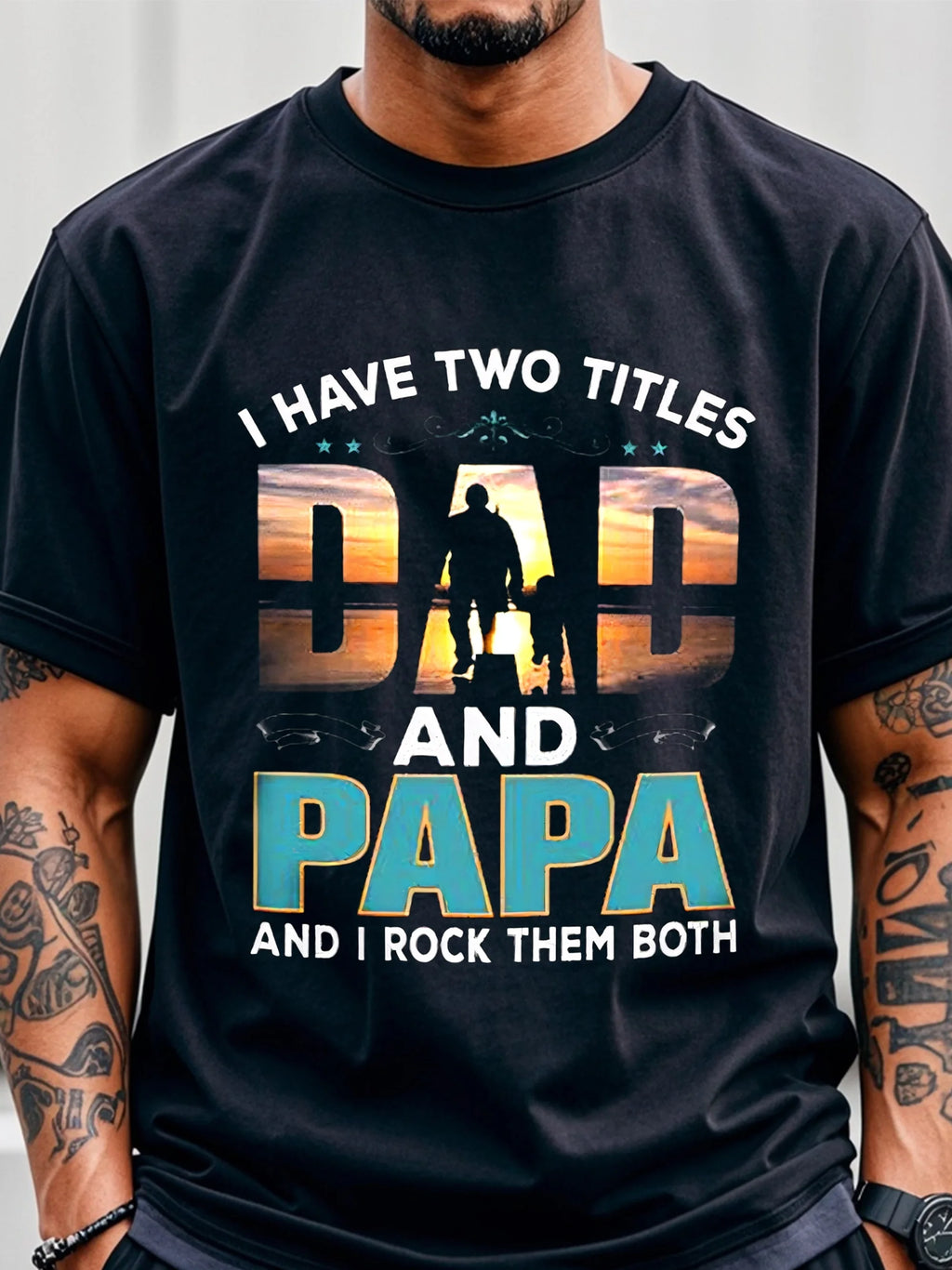 Papa Has Two Titles The Other Is Dad Dad Birthday Gifts Shirt From Daughter Wife T-Shirts