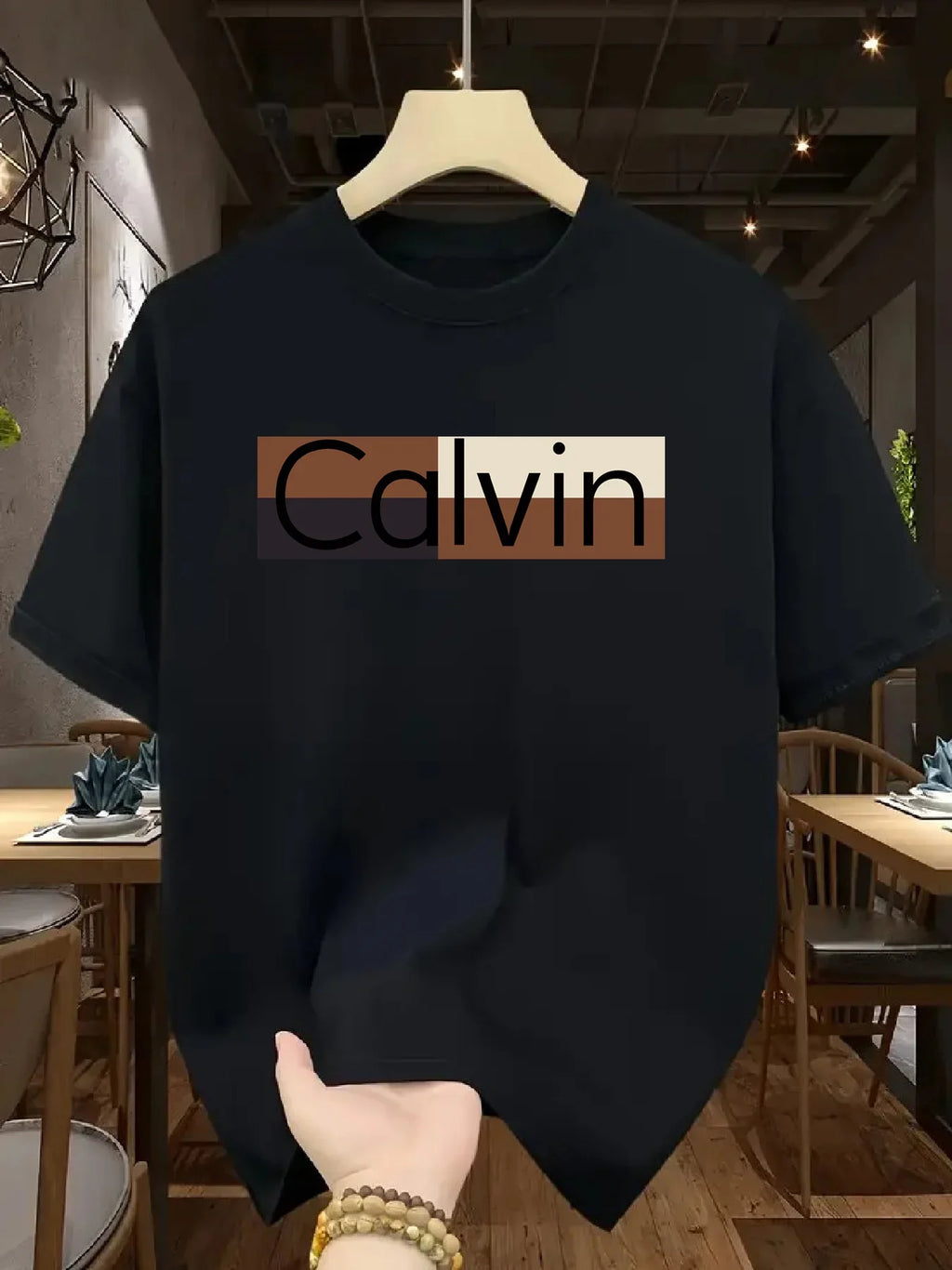 Men's Calvin Printed Cotton T-Shirt - 100% Pure Cotton Summer Tee  Loose Fit Round Neck Casual Sports Top