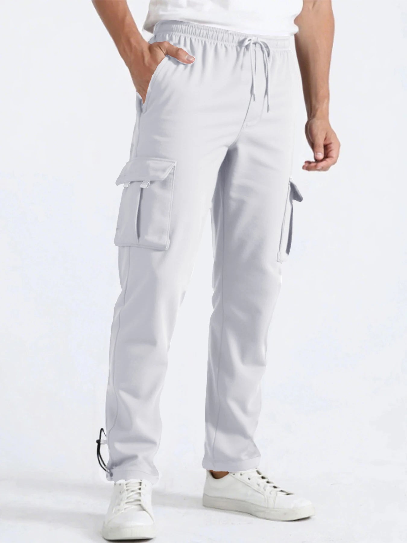 Men's Sweatpants Straight Fit Joggers for Sports and Streetwear Loose Oversized Drawstring Long Pants Men Multi-pocket Pants