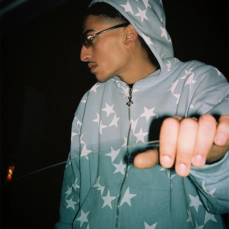 Gothic Long Sleeve Rhinestone Skeleton Hoodie Y2k Jacket Men Hoodies Oversized Full Zip Hoodie Goth Sweatshirt Sport Coat Autumn