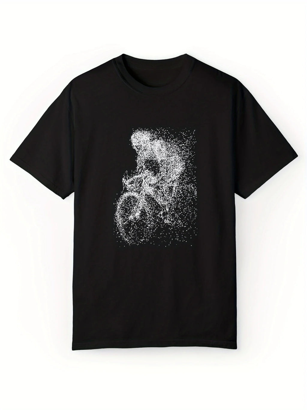 Men's Black Cotton T-Shirt with Cycling Print – Casual Round Neck Tee for Summer, Stretchy & Breathable