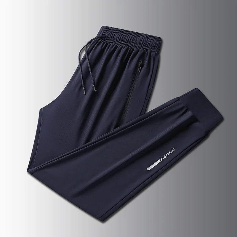 Plus Size 8xl Men Sports Pants Quick-Drying Men'S Trousers Joggers Sportswear Solid Ice Silk Sweatpants Male Elastic
