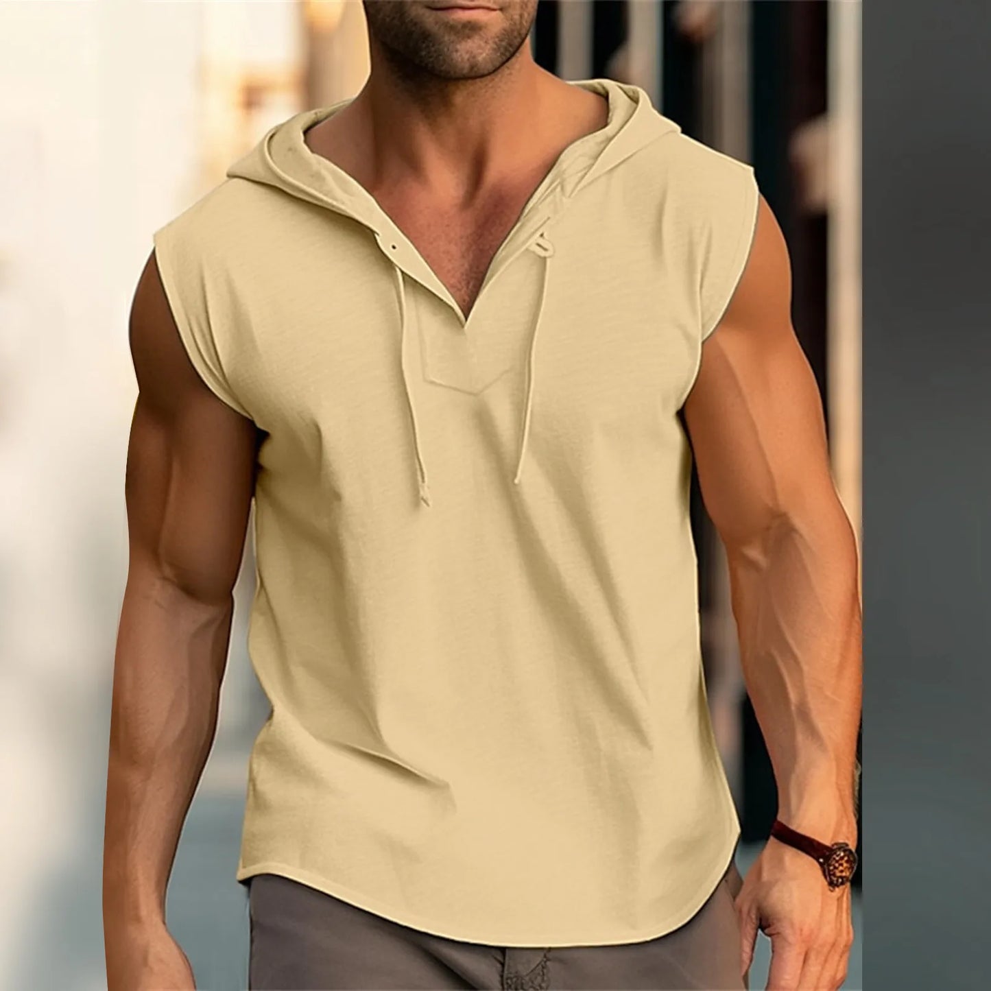 2024 New Fashion Clothing Bodybuilding Muscle Guys Fitness Men Hooded Tank Top Vest Sportswear Sleeveless Shirt Hoodie T Shirt