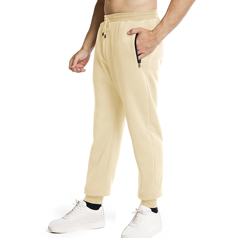 New Sweatpants Side Zipper Pockets Men Joggers Track Pants Elastic Waist Sport Casual Trousers Baggy Fitness Gym Clothing