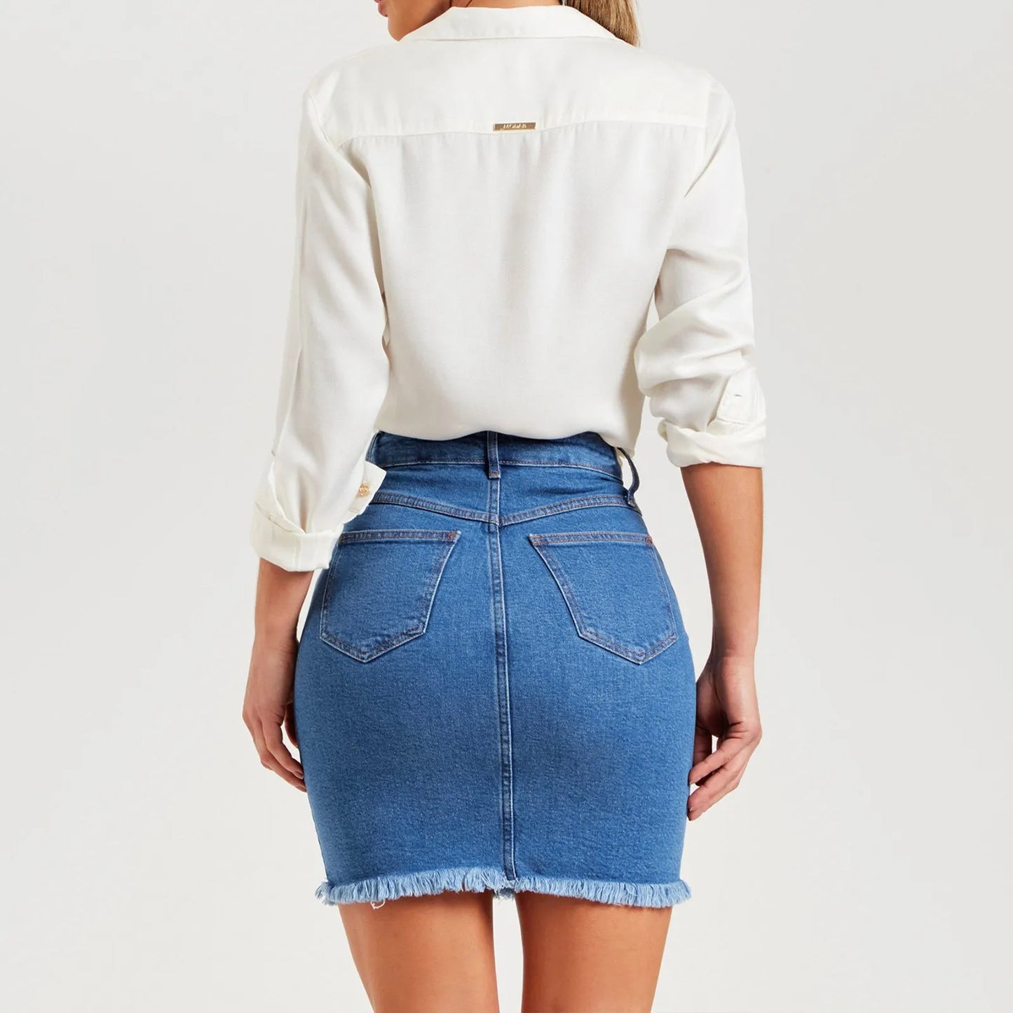 Skirt with Suspenders Womens Daily Casual Classic Blue Buttons Pockets Ripped Zipper Denim Skirt Women Skirts Short