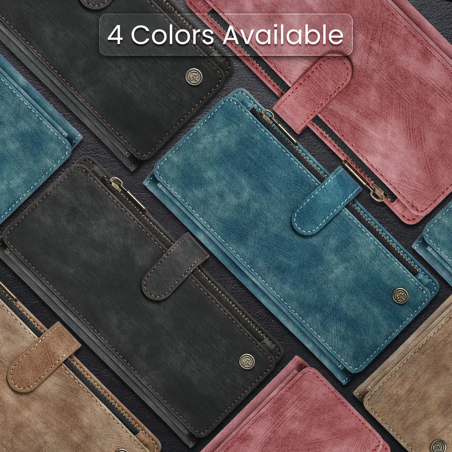 for Samsung Galaxy A55 A35 A25 5G (2024) Wallet Case, Durable PU Leather Magnetic Flip Strap Wristlet Zipper Card Holder Cover