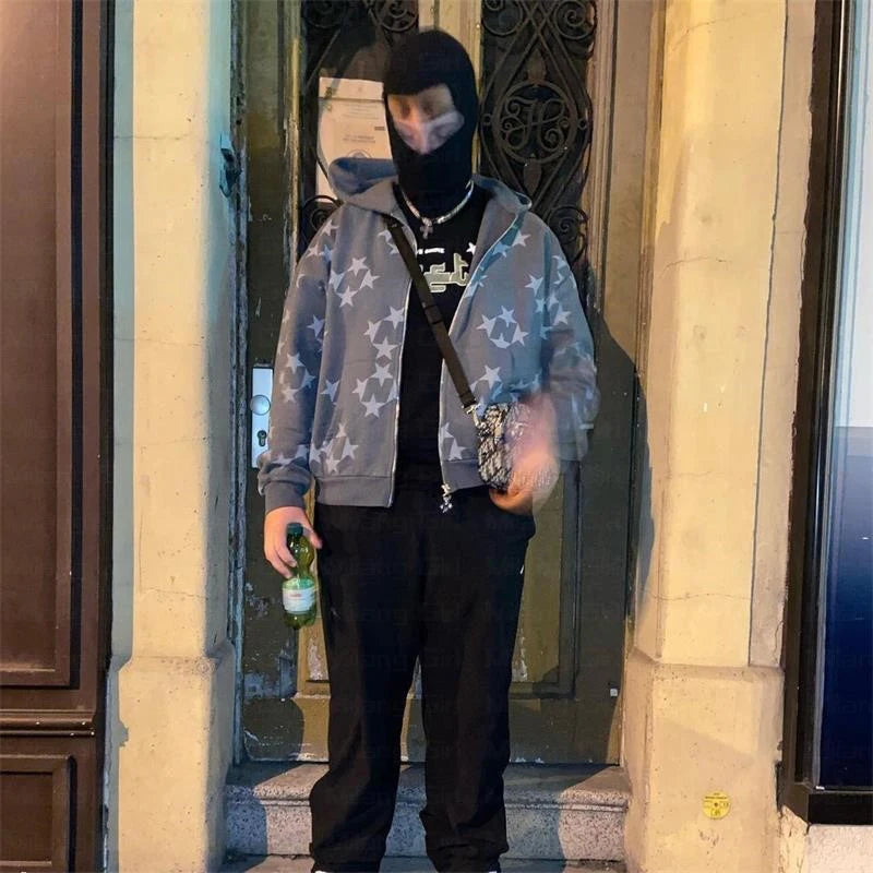 Gothic Long Sleeve Rhinestone Skeleton Hoodie Y2k Jacket Men Hoodies Oversized Full Zip Hoodie Goth Sweatshirt Sport Coat Autumn