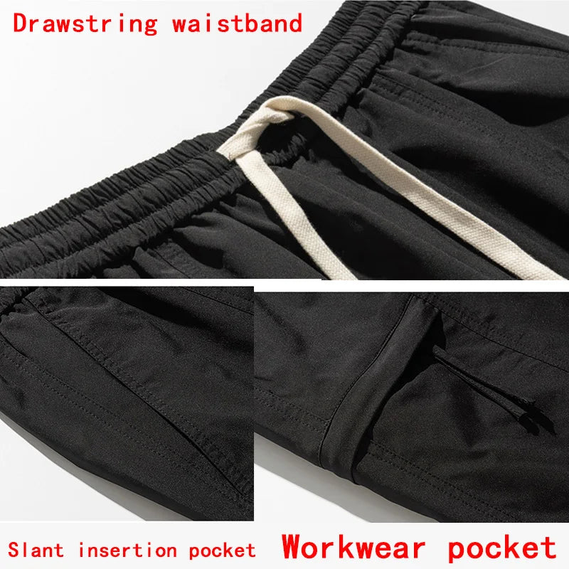 2 Pieces Working Cropped Pants Men's Summer New Ice Silk Thin Casual Loose Sports Shorts Bermudas Cargo Mens Shorts Fishing