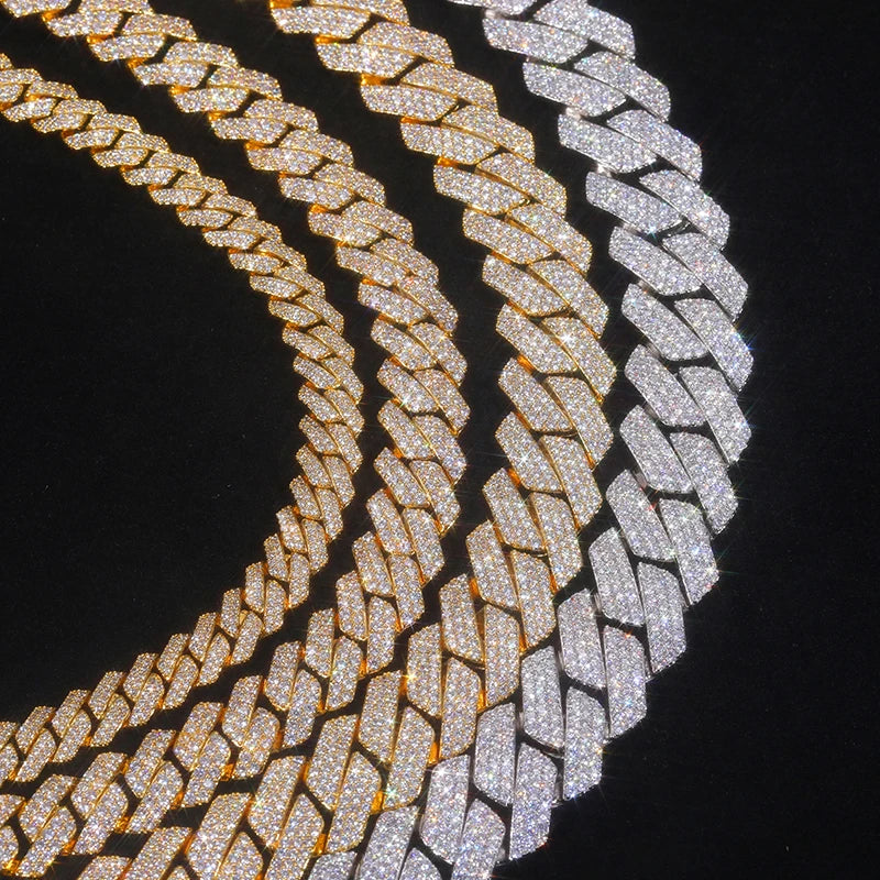 High Quality Unisex VVS1 D Color Moissanite Cuban Chain Necklace 925 Silver For Men Women Hip Hop Jewelry Gift