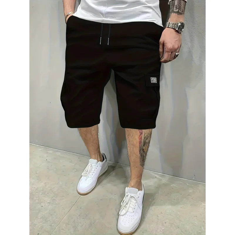 3pcs Tactical Shorts Short Gym Man Men's Cargo Pants  Casual Loose Large Pockets Letter Print Short-fitting Jeans