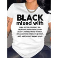 Letter Print Crew Neck T-Shirt, Short Sleeve Casual T-Shirt For Spring & Summer, Women's Clothing Blended Material