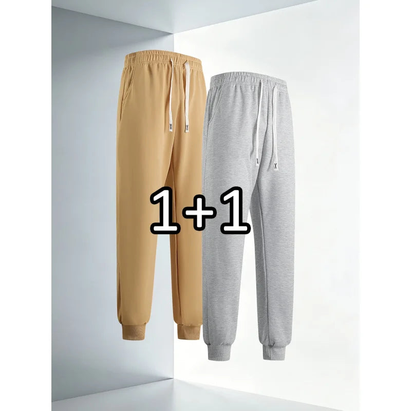2-Pack Man Pants Clothing Casual Xl Black Men Y2k Clothes Sweatpants Black Sports Trousers Elastic Waistband Autumn Men Trousers
