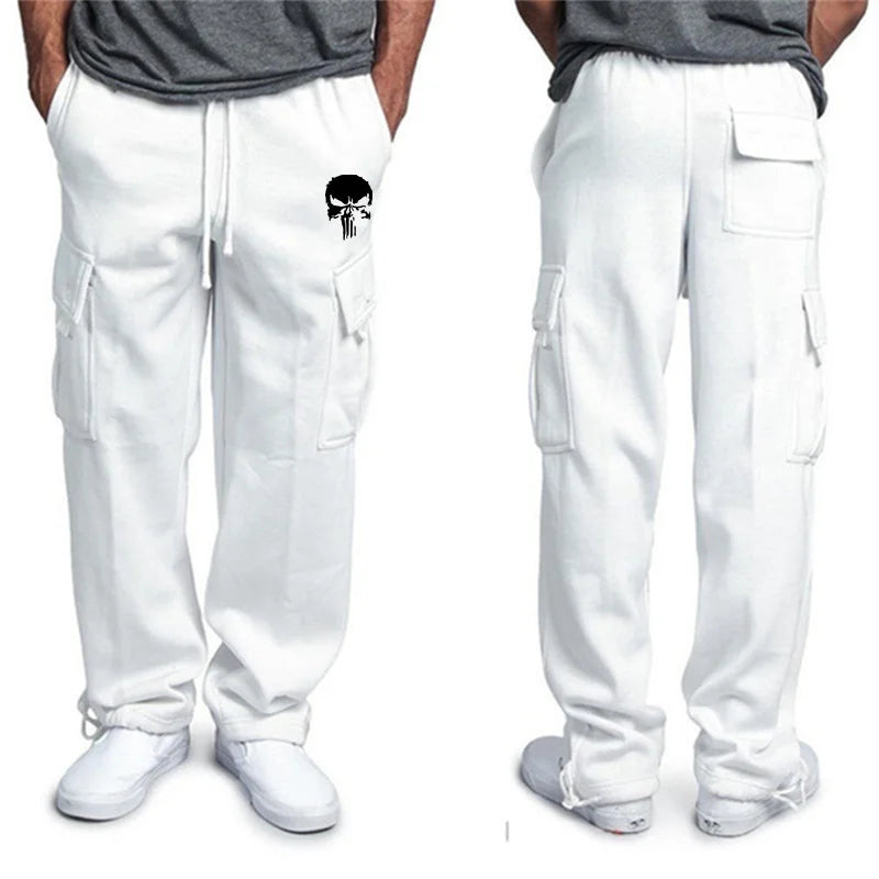 New casual pants men's loose straight large size clothing multi-function work pants black jogging pants casual men's pants