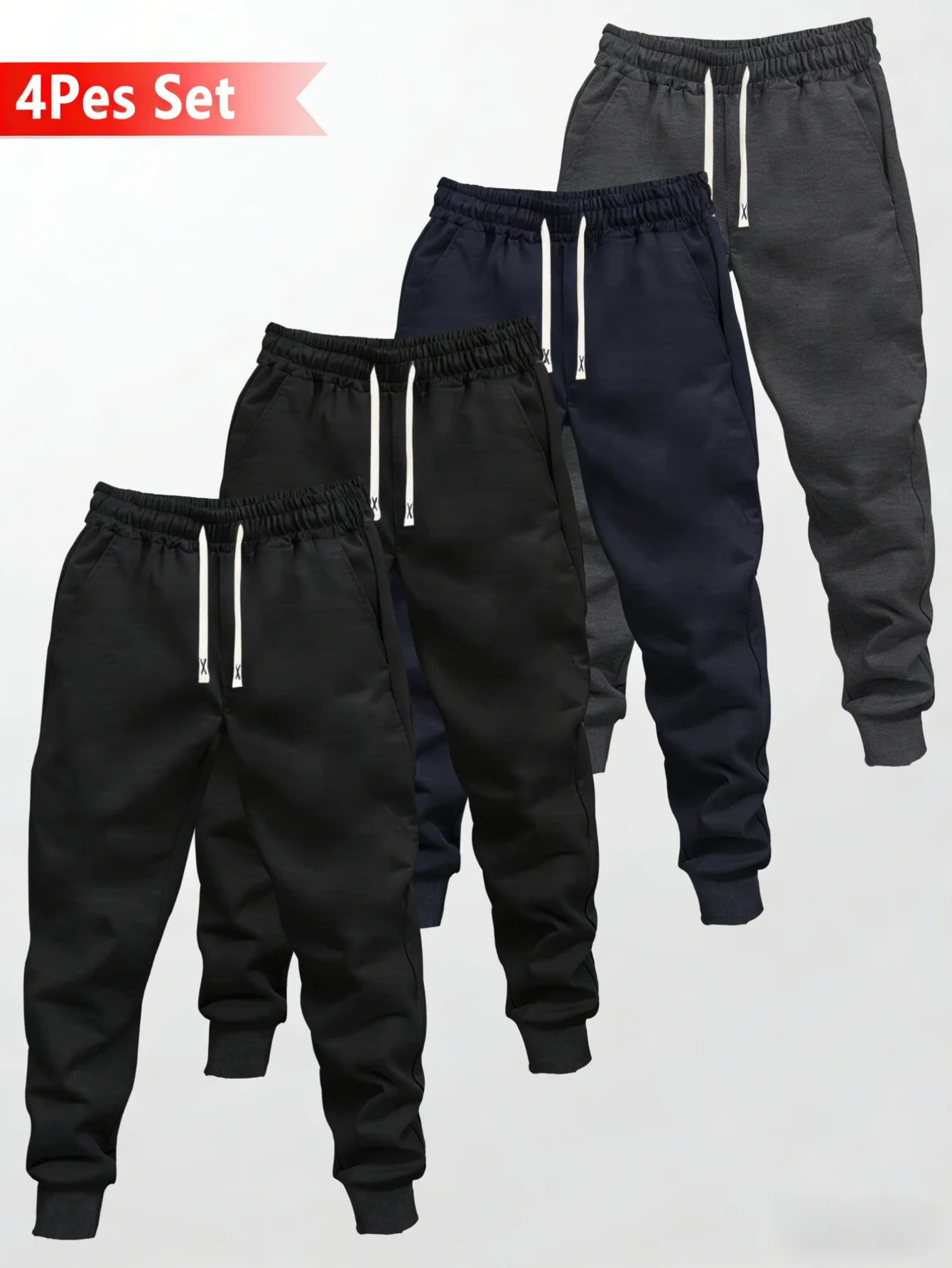 Four-Piece Clothing Casual Pants Loose Fit Men Y2k Man Clothes Trousers Autumn 2025 Elastic Waistband Men's Black Casual Pants