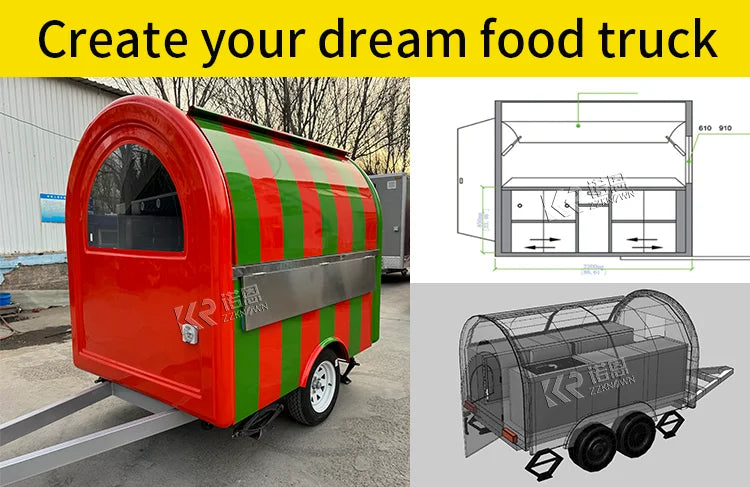 Best Selling Mobile Bar Station BBQ Pizza Trucks Food Cart Coffee Trailer Food Truck Mobile Kitchen Fully Equiped