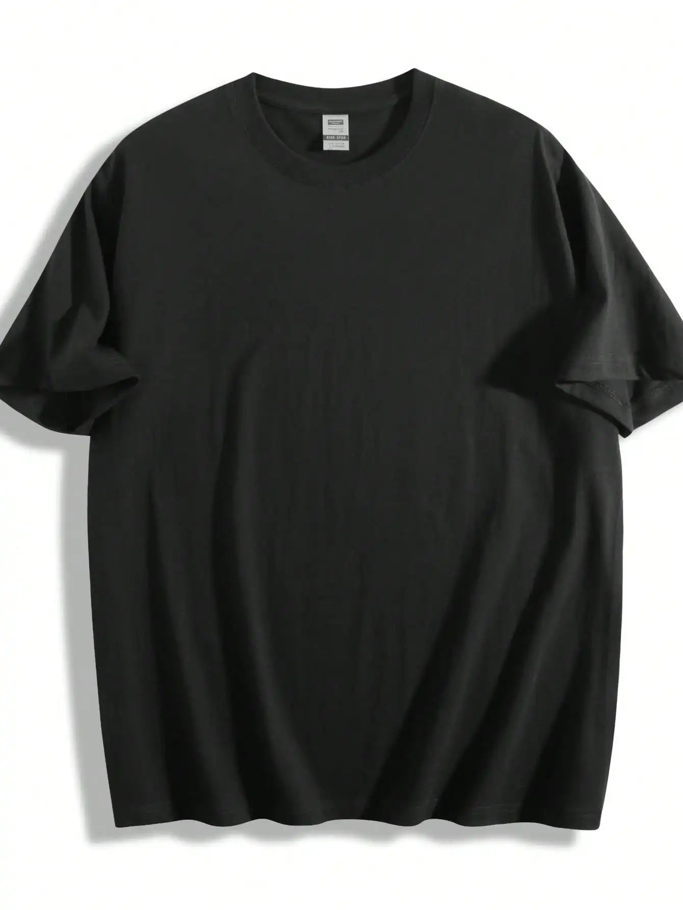 Plus Size Black Short Sleeve T-Shirt with Cross and "He Is Risen!” Print Suitable for Outdoor Leisure Wear in Summer.