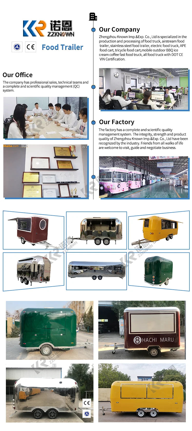 Customized CE Certified Fully Equipped Fast Food Cars Truck Mobile Kitchen USA Standard  Food Trailer for Sale