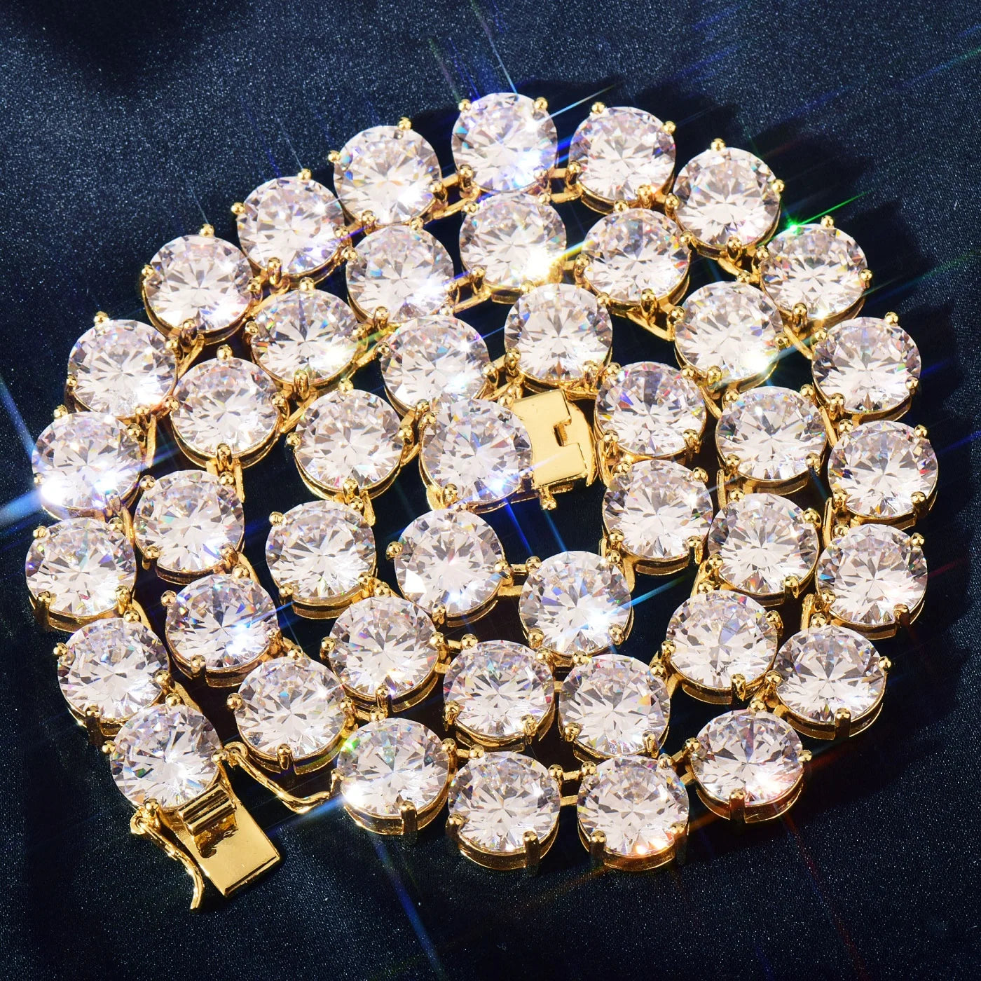 CUC Gold Color Tennis Chain 5mm 6mm 10mm One Row AAA Zircon Iced Out Necklace Link For Men Women Hip Hop Jewelry