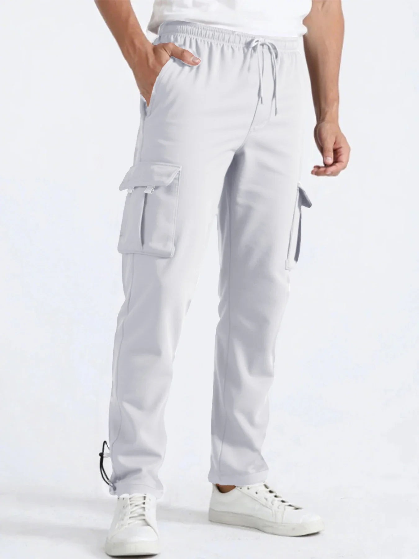 Men's Sweatpants Straight Fit Joggers for Sports and Streetwear Loose Oversized Drawstring Long Pants Men Multi-pocket Pants
