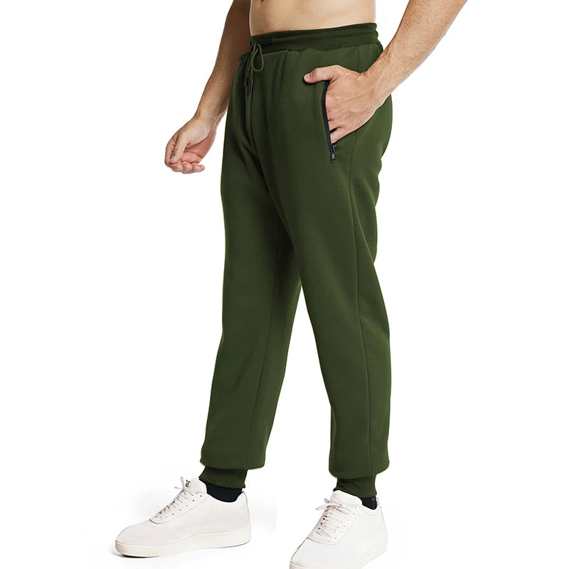 New Sweatpants Side Zipper Pockets Men Joggers Track Pants Elastic Waist Sport Casual Trousers Baggy Fitness Gym Clothing