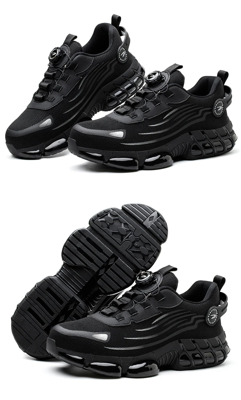 Rotating Button Steel Toe Safety Shoes Men Anti-smash Anti-puncture Work Shoes Breathable Sport Shoes Security Protective Boots