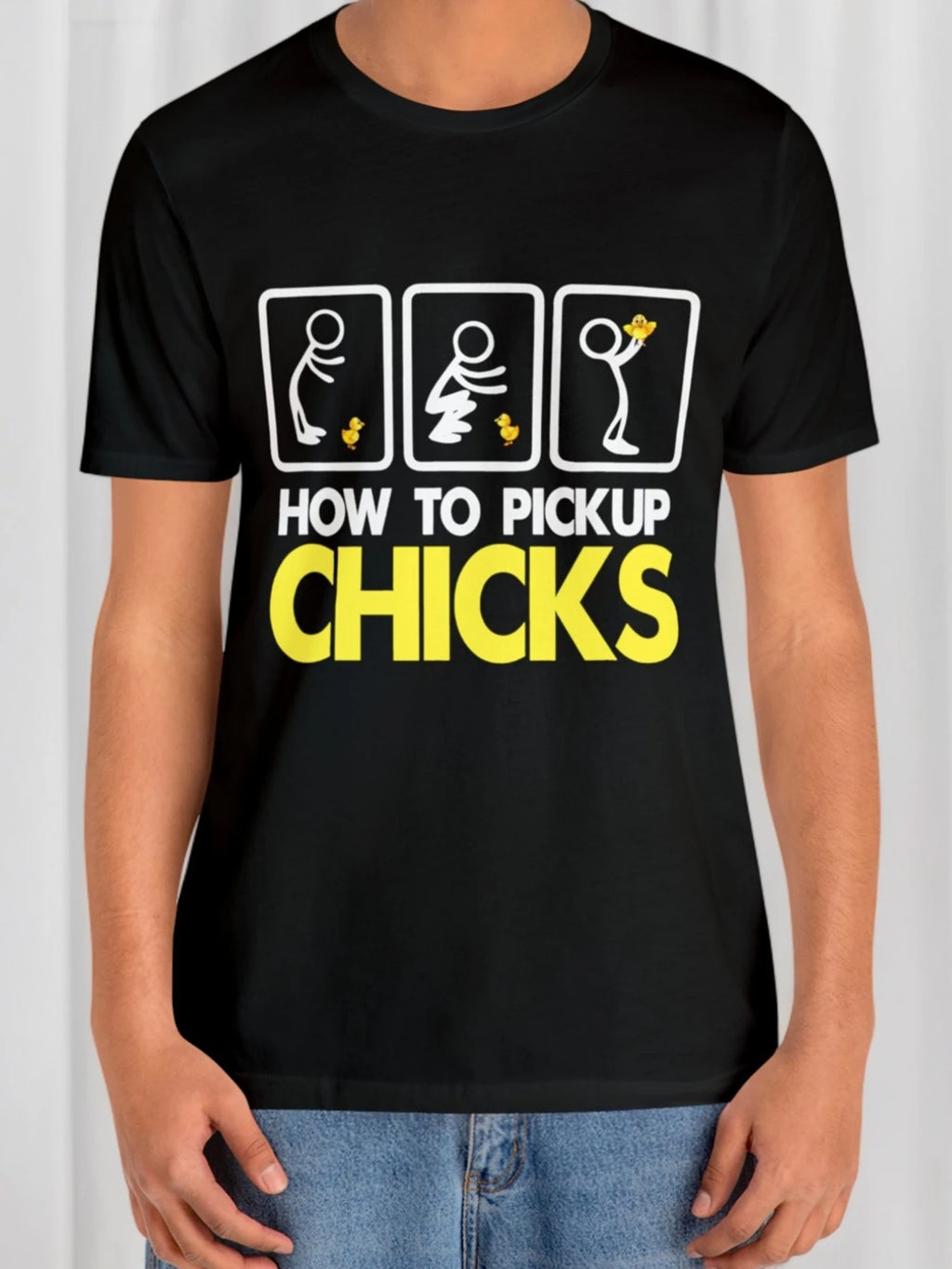 "How To Pick Chicks" Print Cotton T-shirt, Men'S Casual Street Style Stretch Round Neck Tee Shirt For Summer