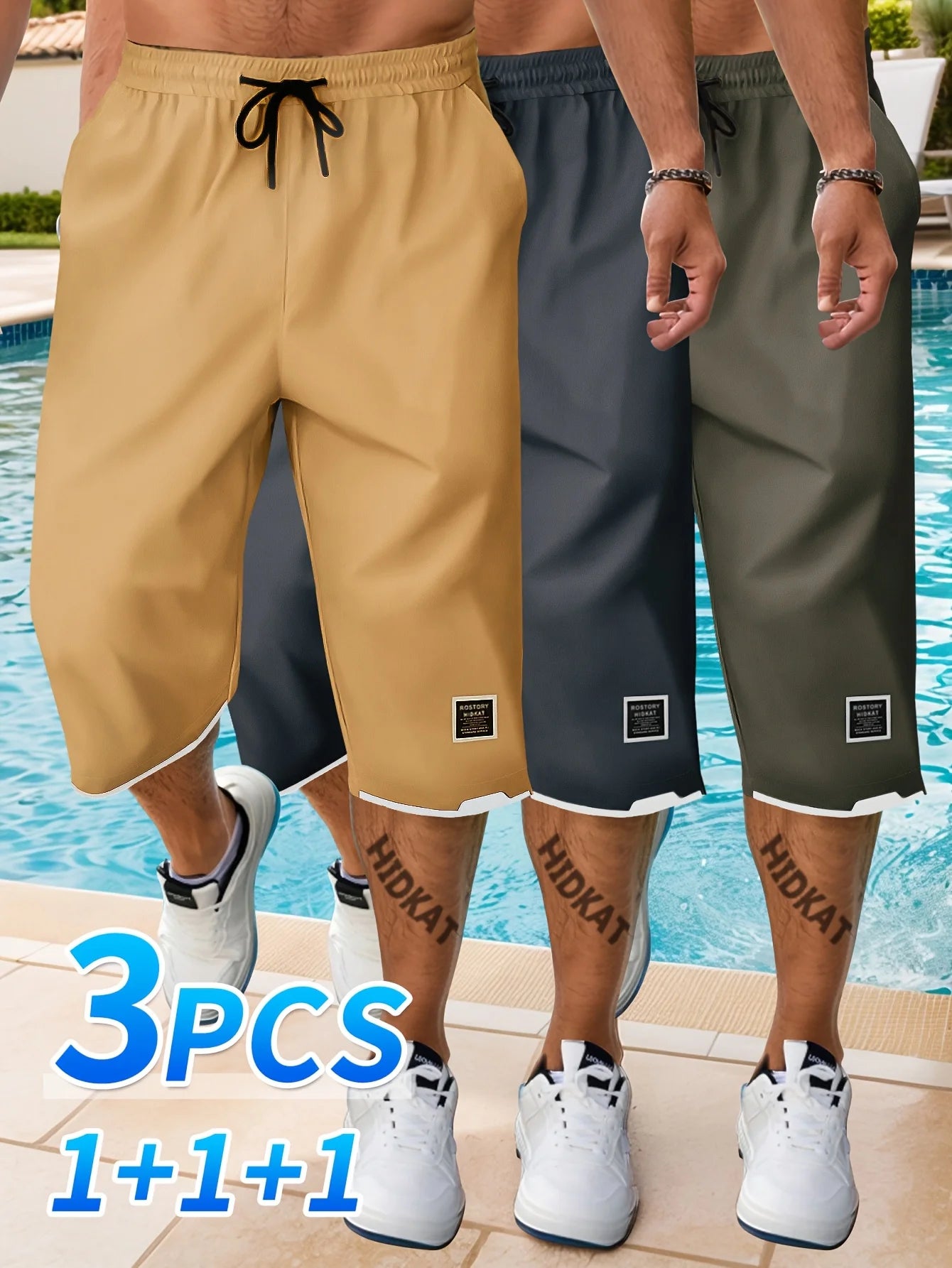 Summer Workwear 3-Pack Men's Casual Drawstring Cropped Pants Sports Gym Shorts Man Clothes Fashion Clothing Half Y2k Basketball