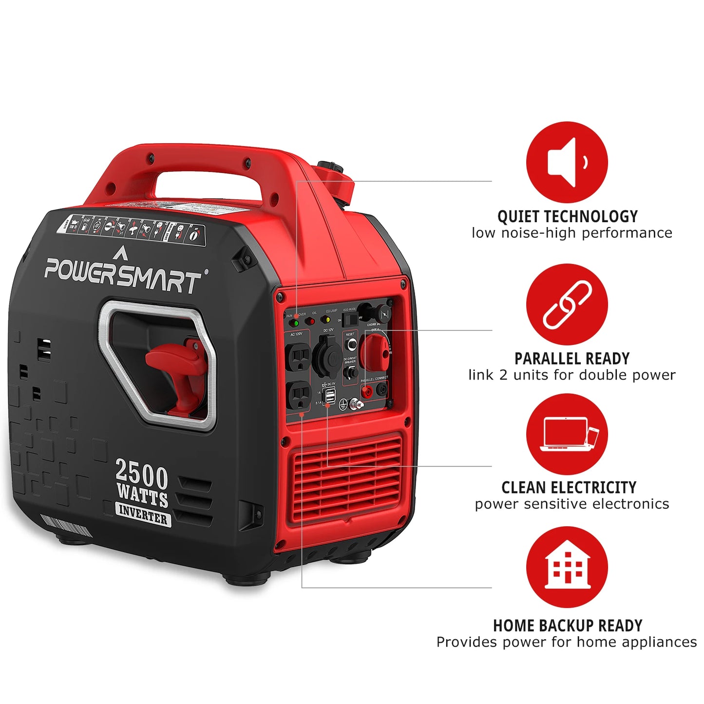 PowerSmart 2500-Watt Portable Inverter Generator with Quiet Technology