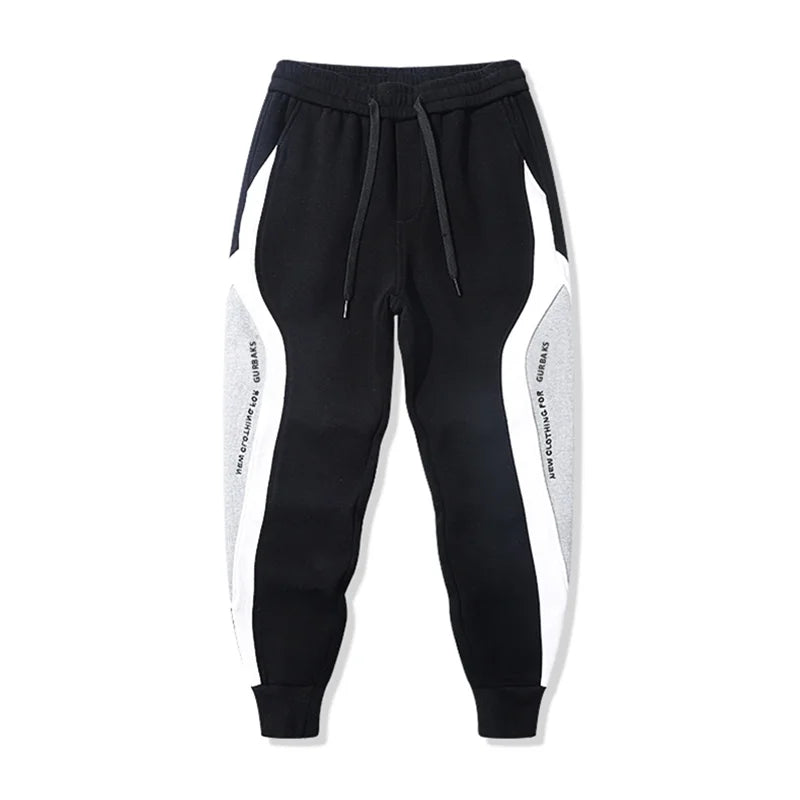 Men's Casual Trousers Spring Autumn Winter Loose Elastic Waist Fce Lined Embroidered Harajuku Sle Warm Trendy Pants