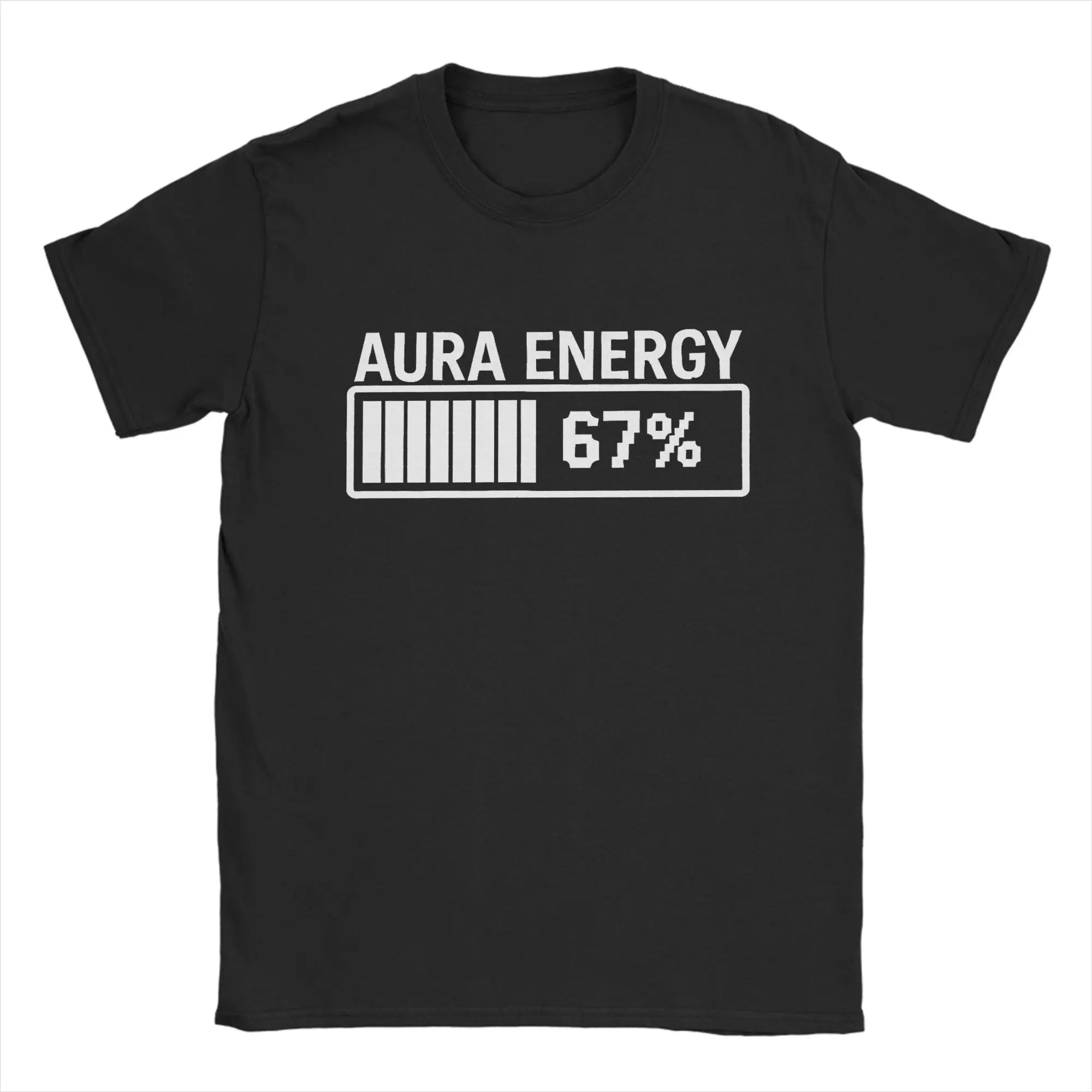 Funny Aura Energy at 67 Six Seven Genz Meme Slang T Shirt Men's Cotton Tops Retro  O-neck Short Sleeve