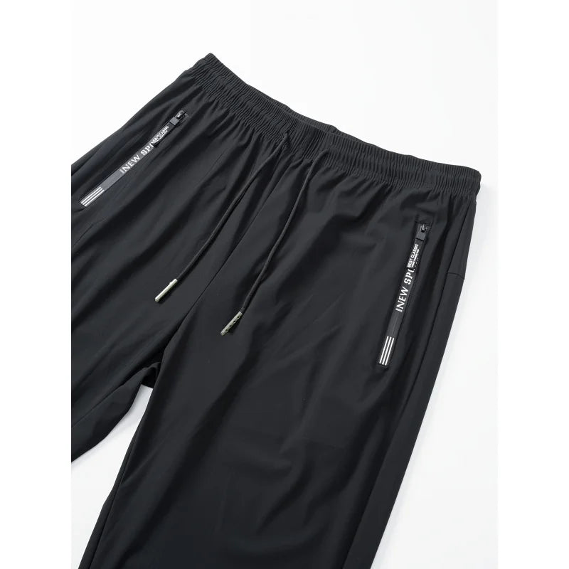 Man 3pc Men's Casual Sports Pants Ice Silk Breathable And Refreshing Elastic Quick-Drying Sports Pants Trousers Fishing Football