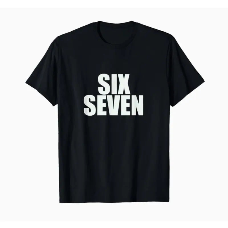 Men's Black Crew Neck T-Shirt Six Seven Graphic T-Shirt S-3XL Birthday T-Shirt Funny Gifts for Men WHX 180g