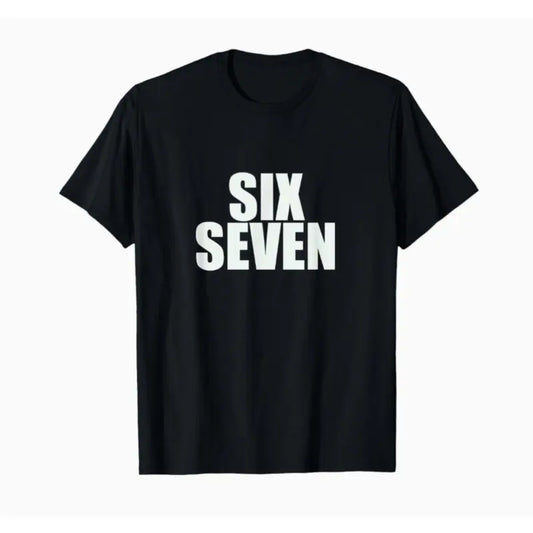 Men's Black Crew Neck T-Shirt Six Seven Graphic T-Shirt S-3XL Birthday T-Shirt Funny Gifts for Men WHX 180g