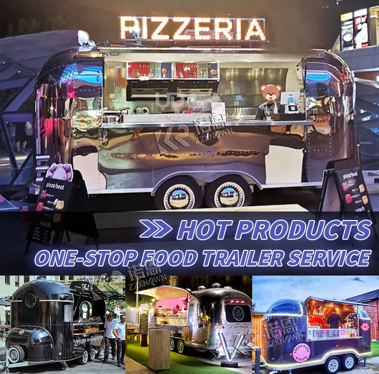 Custom Remorque Food Trailer Fully Equipped Mobile Kitchen Pizza Coffee Fast Food Truck for Sale Europe