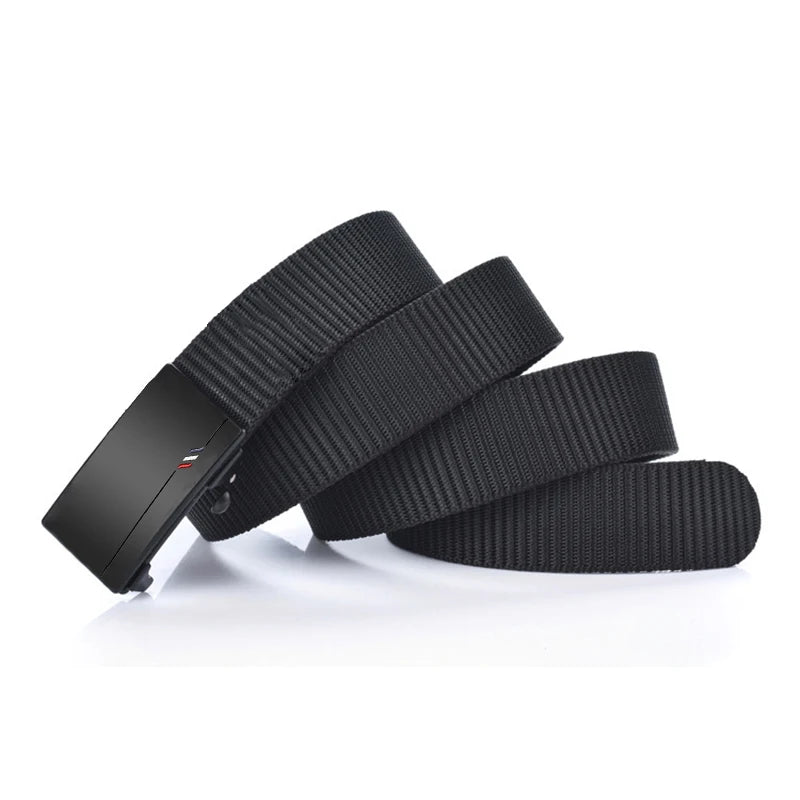 Men's Woven Belt Nylon Material Toothless Automatic Buckle Belts For men, Outdoor Sports And Leisure Strap, Fashion Jeans Belt