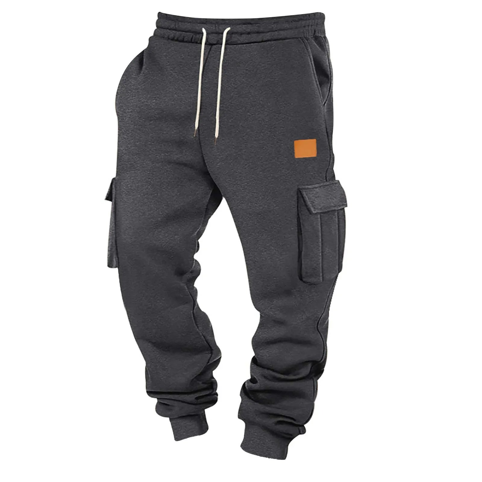 Men's Cargo Pants 2025 New Casual Loose Autumn Winter Straight Baggy Pants Multi-Pockets Solid Color Pinting Sweatpants ﻿