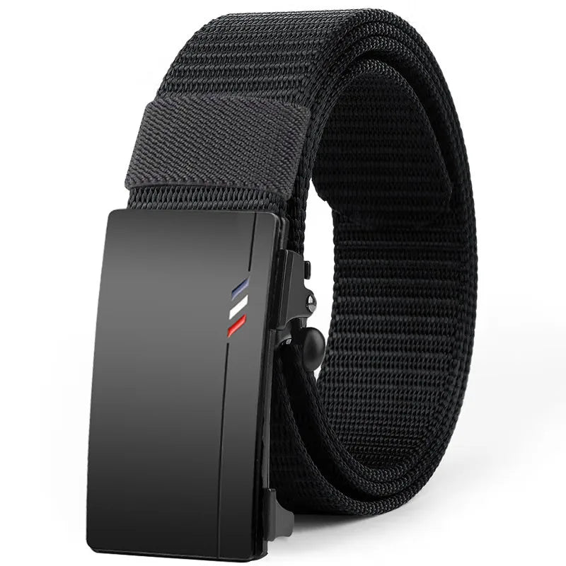 Men's Woven Belt Nylon Material Toothless Automatic Buckle Belts For men, Outdoor Sports And Leisure Strap, Fashion Jeans Belt