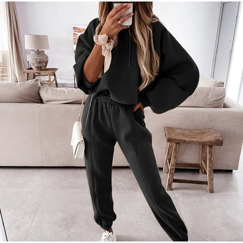 Women's Jogging Pants and Hoodie set Blended Material