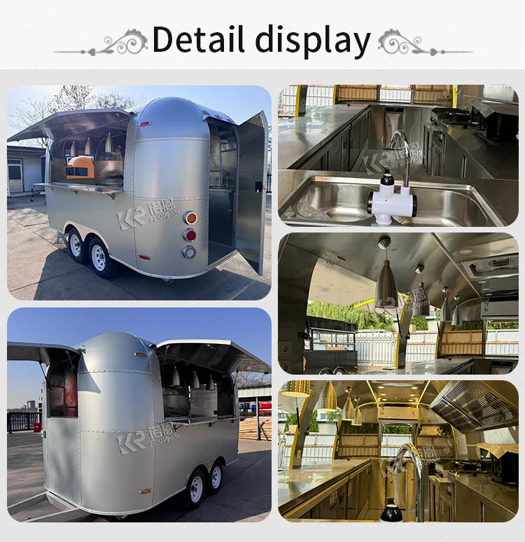 United State Food Truck with Full Kitchen Concession Bbq Food Trailer with Porch Fully Equipped Custom Food Truck