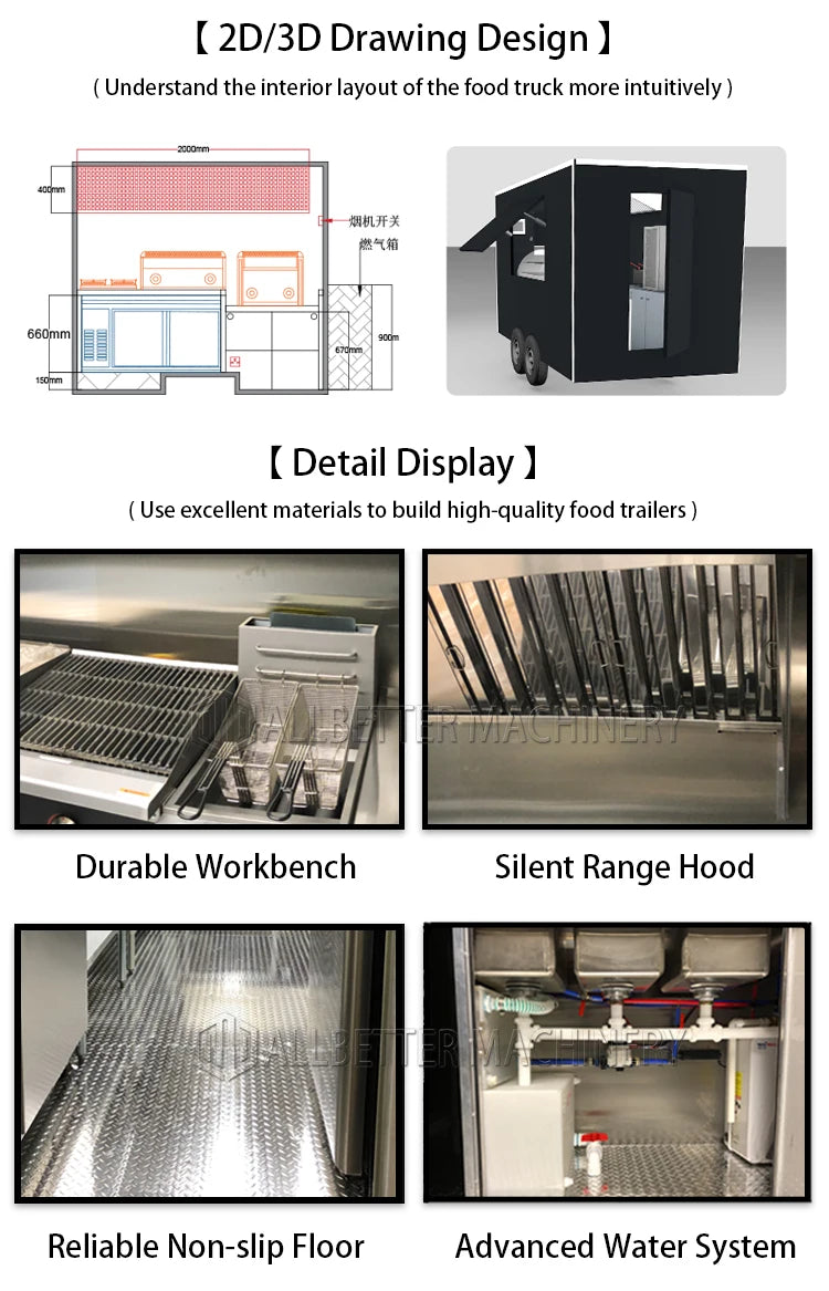 Allbetter 2024 New Luxury Multifunction Sales Vending Truck Mobile Food Truck Street Fast Food Food Trailer European Standard