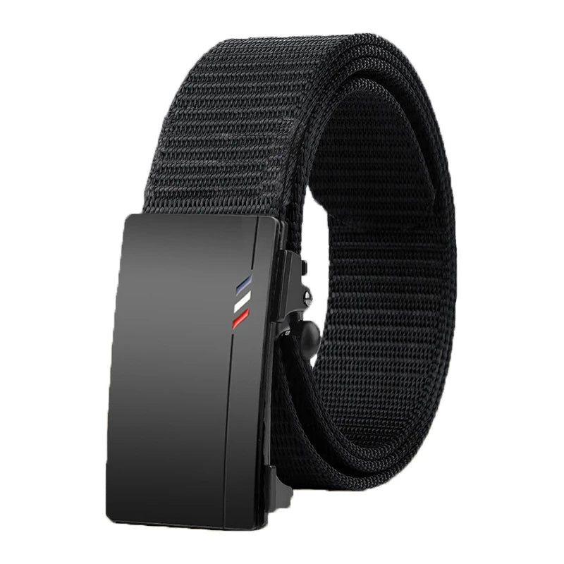 Men's Woven Belt Nylon Material Toothless Automatic Buckle Belts For men, Outdoor Sports And Leisure Strap, Fashion Jeans Belt