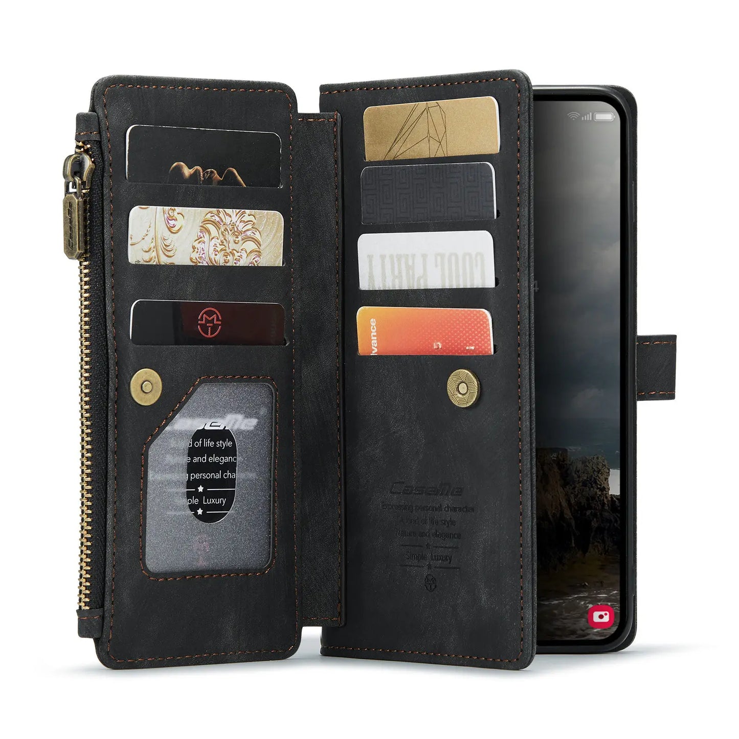 for Samsung Galaxy A55 A35 A25 5G (2024) Wallet Case, Durable PU Leather Magnetic Flip Strap Wristlet Zipper Card Holder Cover