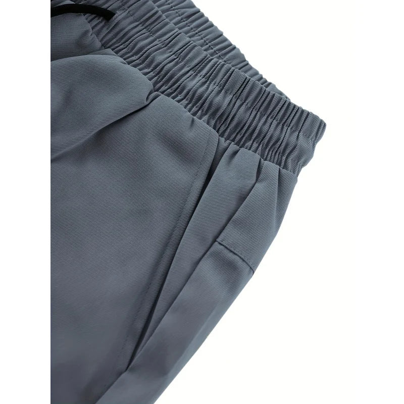2 Pieces Of Men's Running Casual Lace-Up Cropped Pants Summer Outdoor Sports Basketball Shorts Ventilate Sweatsuit Beach Gym