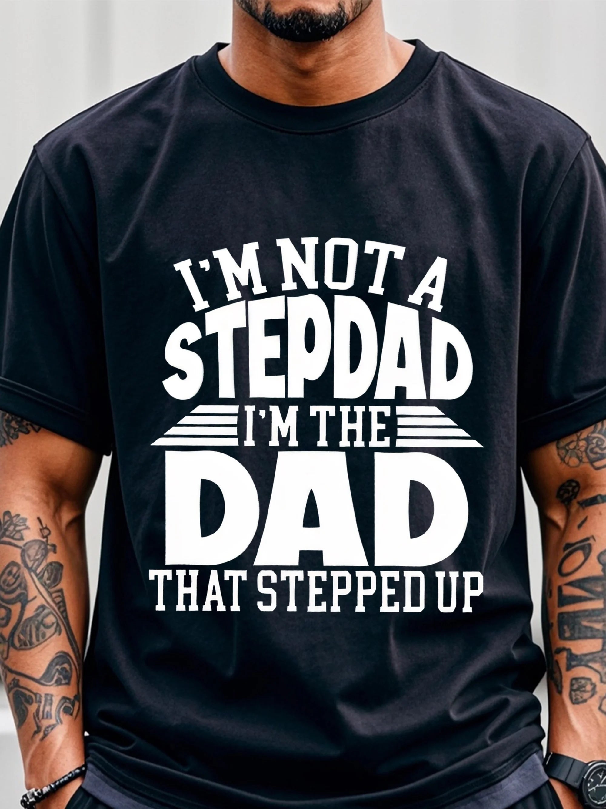 Stepped Up" Graphic Men's T-Shirt - Soft 100% Cotton, Crew Neck, Lightweight & Breathable, Ideal for Casual Wear & Running