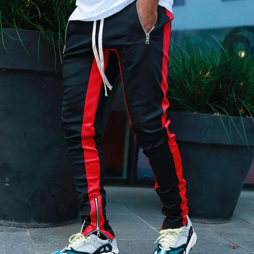 New Autumn Men's Sport Pants Casual Knitted Trousers With Zipper Pockets Solid Color Jogger pants Male pantalon chandal hombre