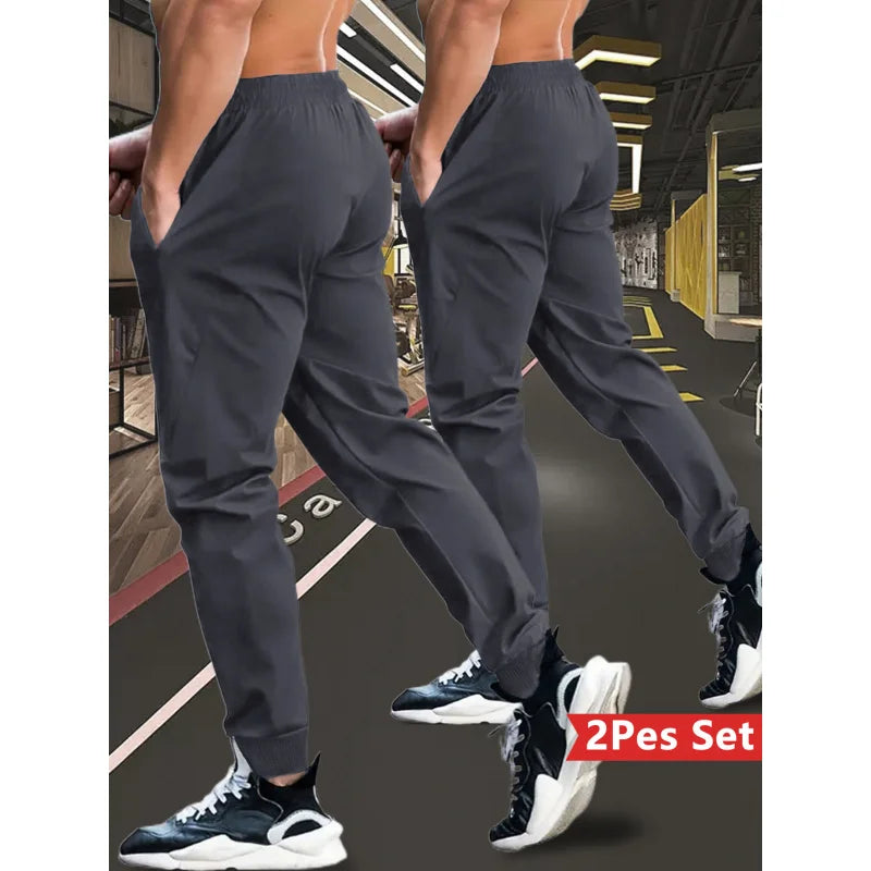 Clothing Autumn Men's Baggy Pants Casual Man Plus Y2k Spring Drawstring Elastic Waist Two-Pack Athleisure 2026 Sweatpants Summer