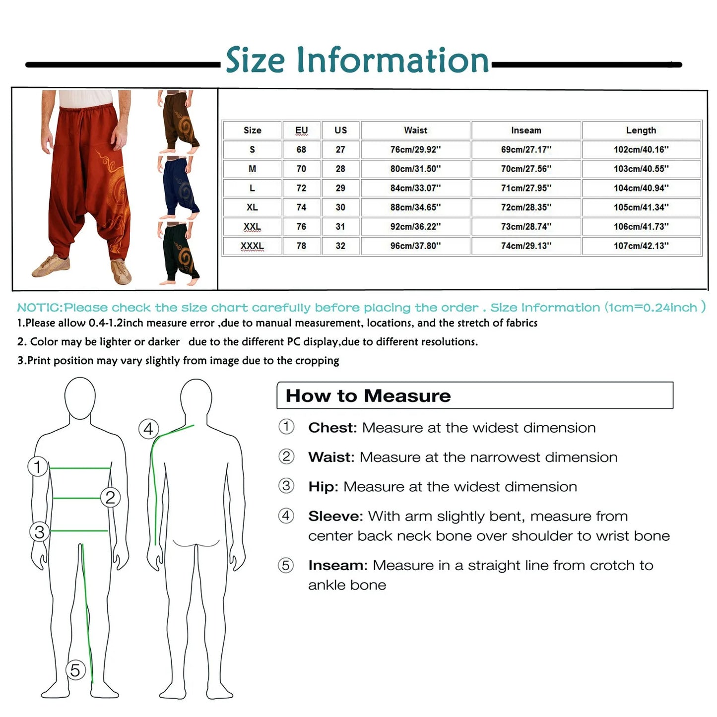 Men's Long Casual Print Loose Trousers Large Size Nationality Sport Trousers Harem Pants Sweatpants Pantalones Hombre