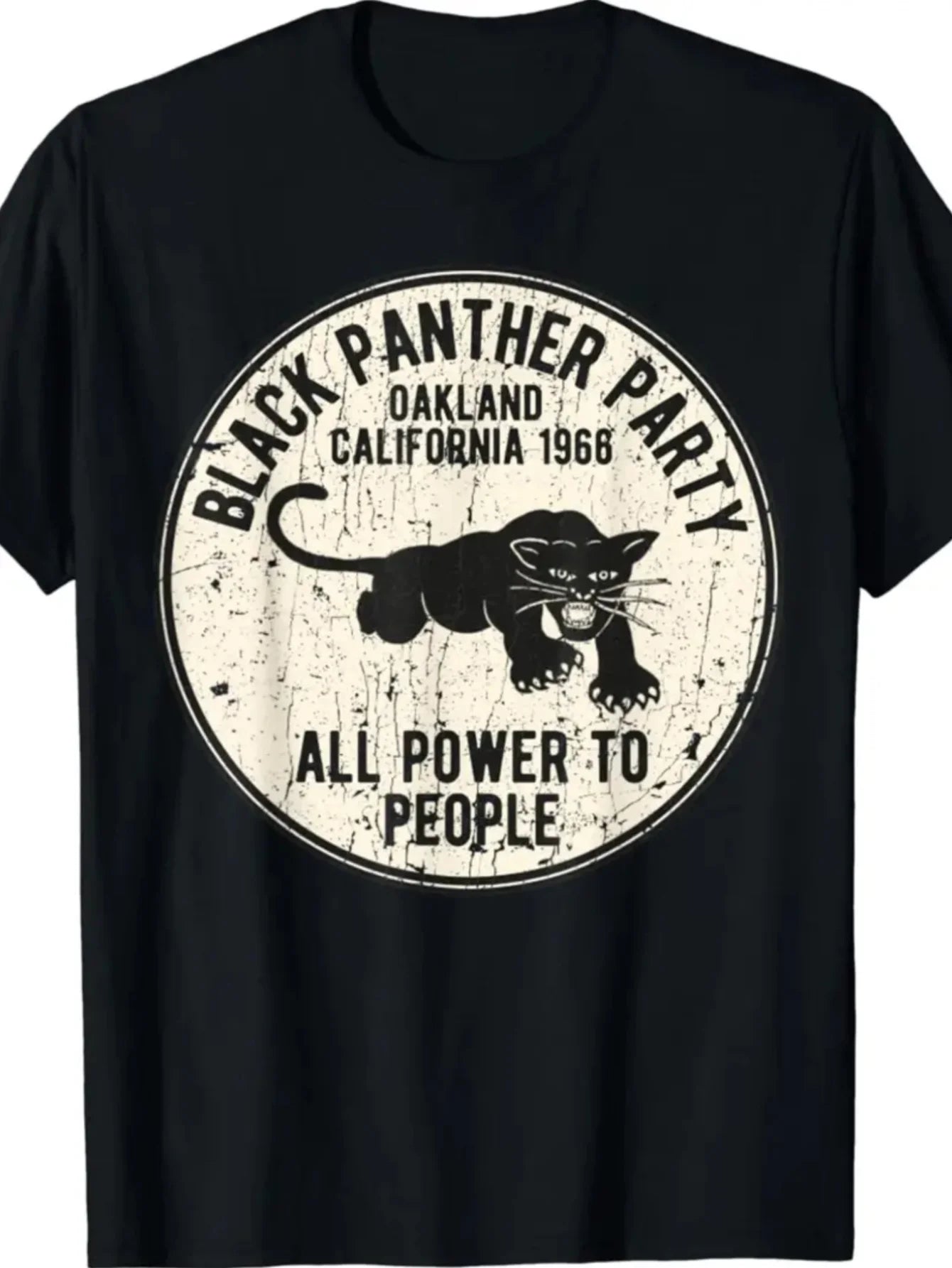 1966 Oakland, California Black Panther Party Men's Summer Short Sleeve Crew Neck Casual T-Shirt