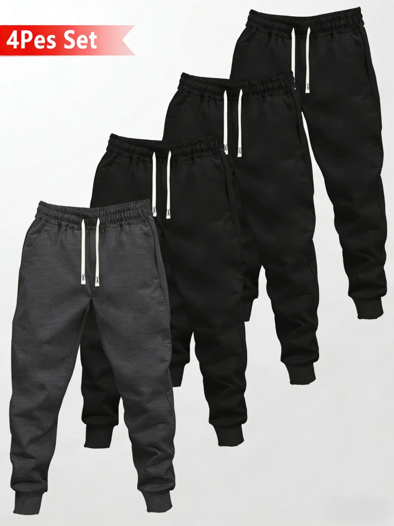 Four-Piece Clothing Casual Pants Loose Fit Men Y2k Man Clothes Trousers Autumn 2025 Elastic Waistband Men's Black Casual Pants