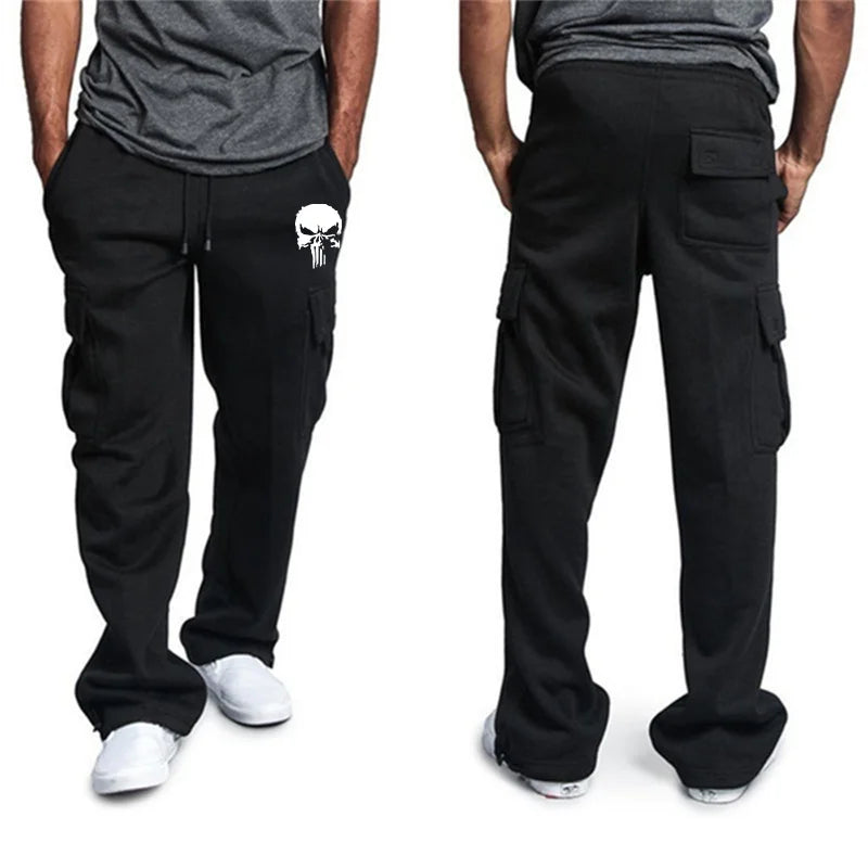 New casual pants men's loose straight large size clothing multi-function work pants black jogging pants casual men's pants